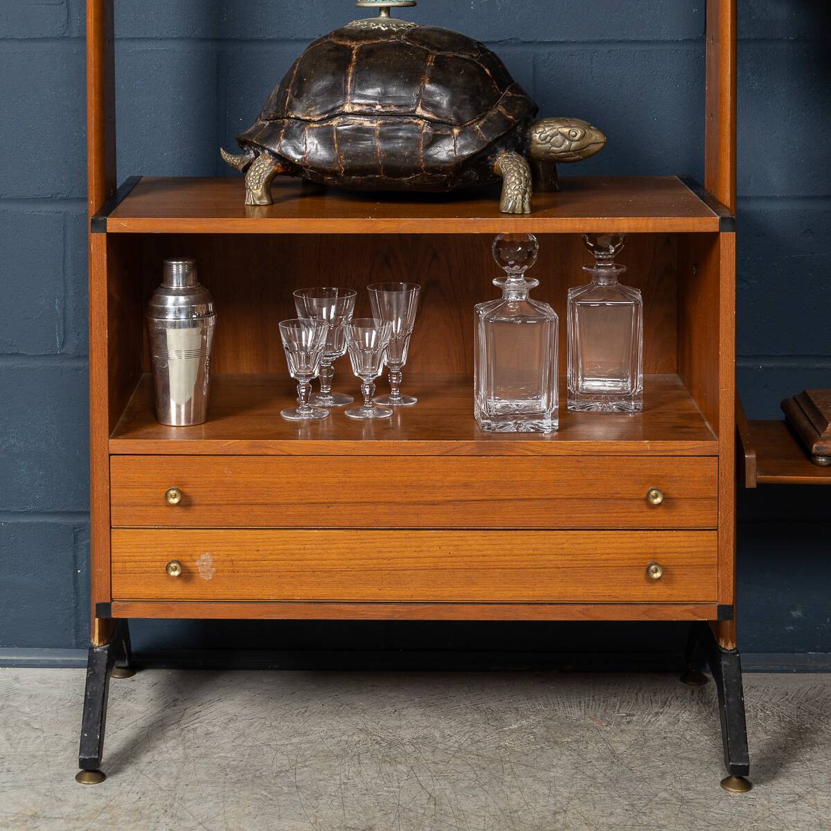 Vintage 20thc italian modular teak wall cabinet c.1960