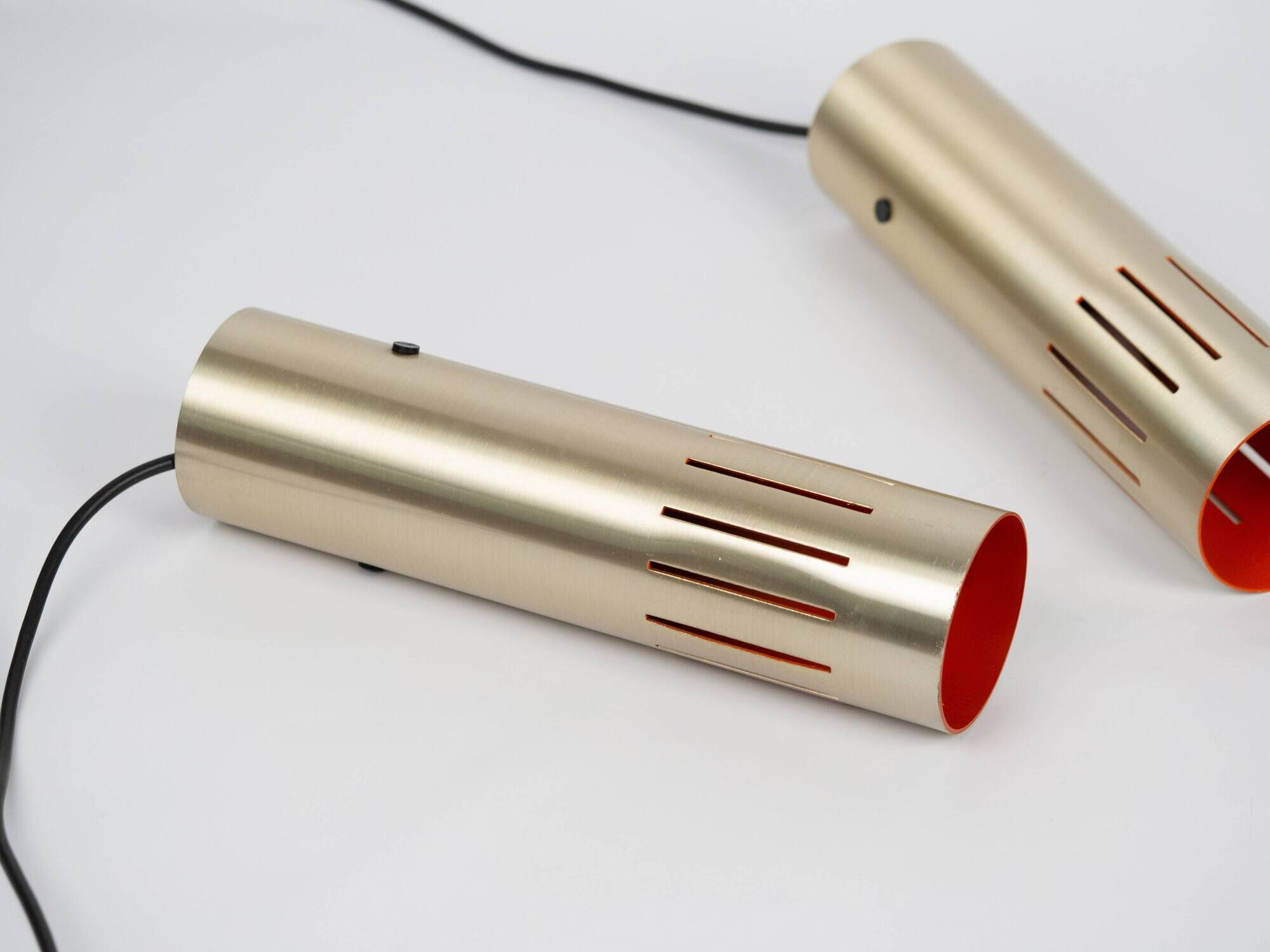 3 vintage trombone lamps from Denmark by Jo Hammerborg, Fog and Morup, 1960s.