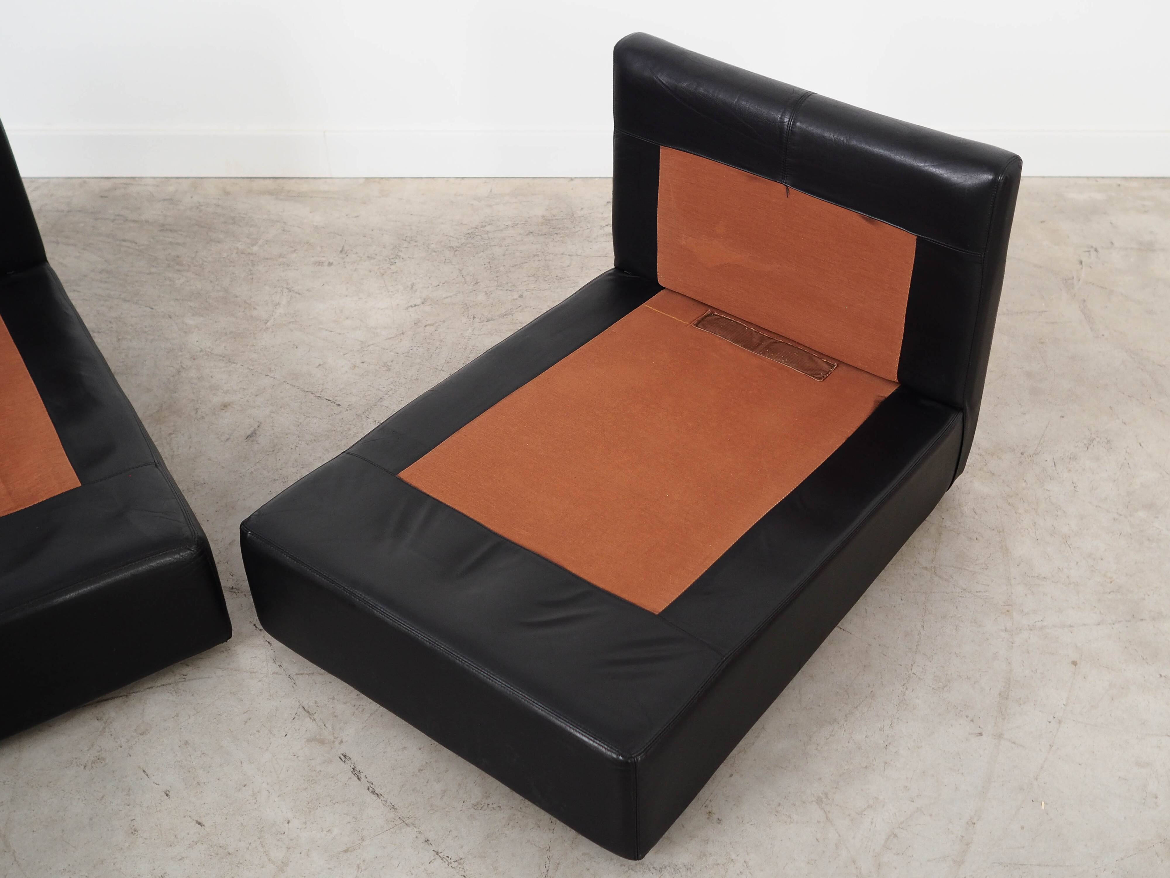 Modular leather sofa, Italian design, 1970s, made in Italy