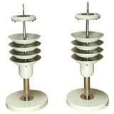 Pair danish scandinavian space age architectural table lamps