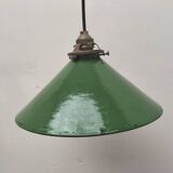 Enameled sheet metal cone pendant light
