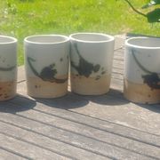 Set of 8 water glasses signed La Poterie de la Colombe created by Madeleine Br
