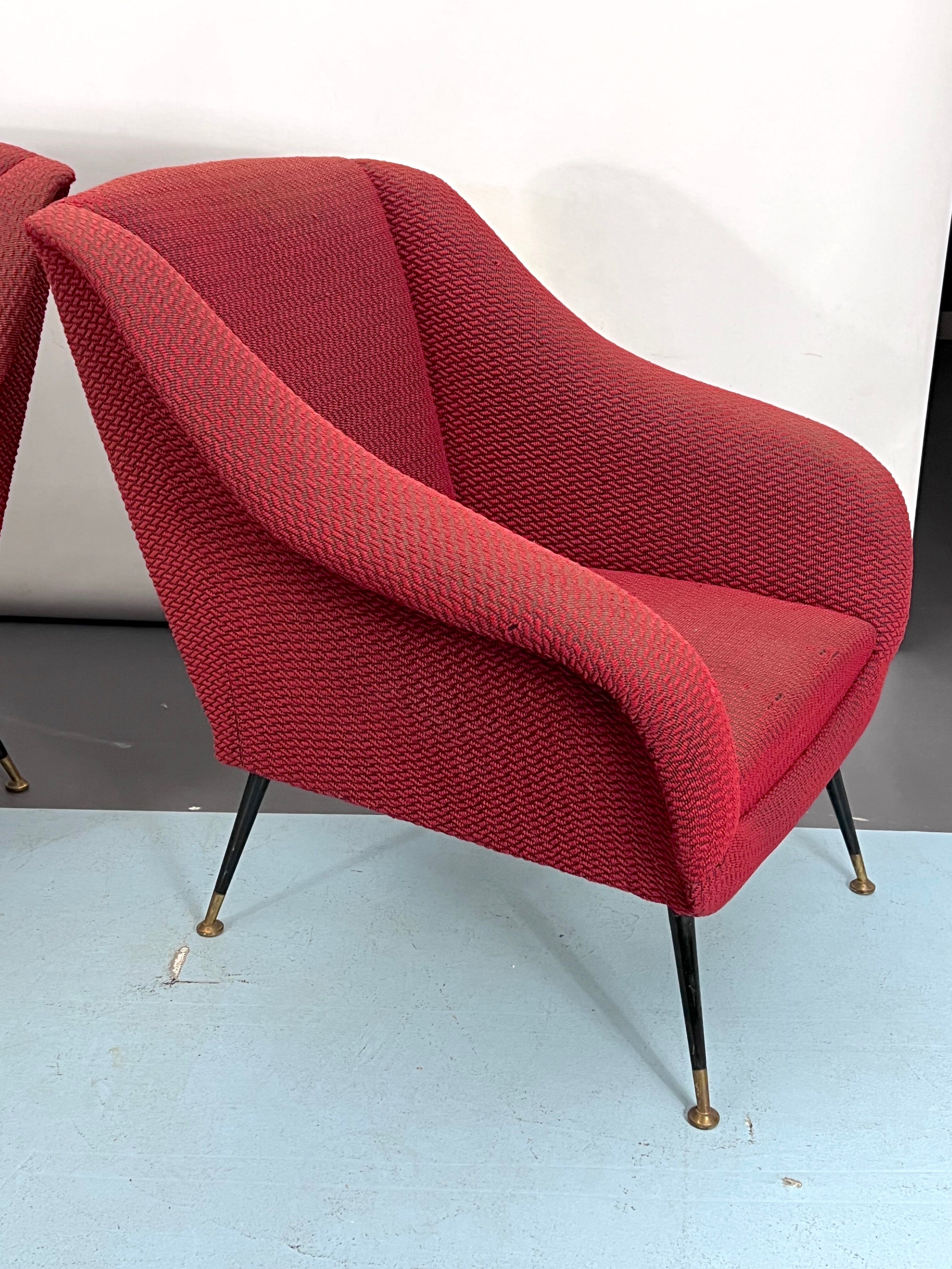 Mid-century pair of lounge chairs by Gigi Radice for Minotti, Italy 1950s