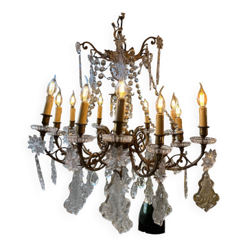 Crystal and bronze chandelier