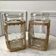 Duo of glass jars surrounded by vintage bamboo