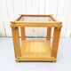 End table pine and smoked glass 70-80's