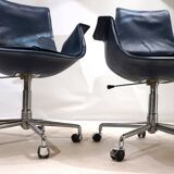 Set of 2 Kill International 6727 leather office chairs by Fabricius & Kastholm