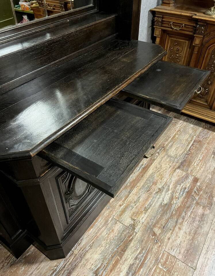 Blackened wooden sacristy sideboard from the Napoleon III period, circa 1850