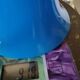 Vase cornet glass paste or faience enamelled blue soliflore