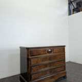 Elm burl and rosewood secretary chest of drawers