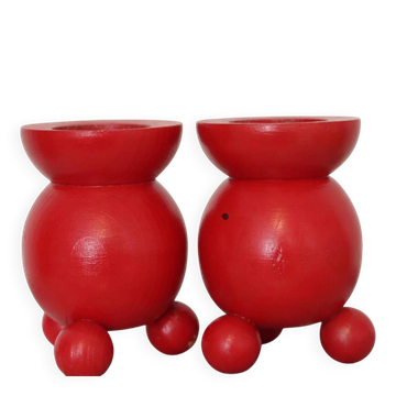 Pair of Swedish Dala Ball Candle Holder