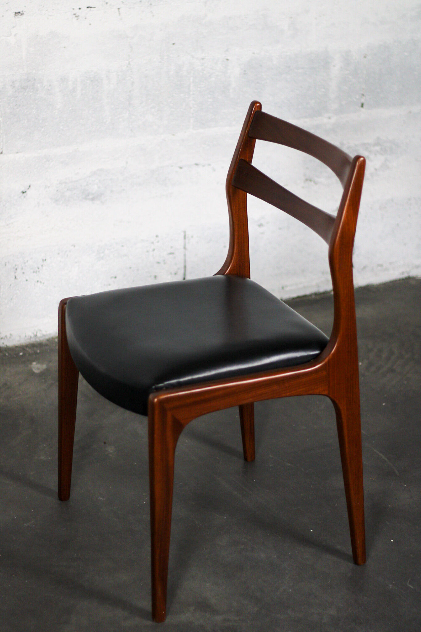 Pair of Scandinavian chairs, teak & imitation leather