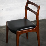 Pair of Scandinavian chairs, teak & imitation leather