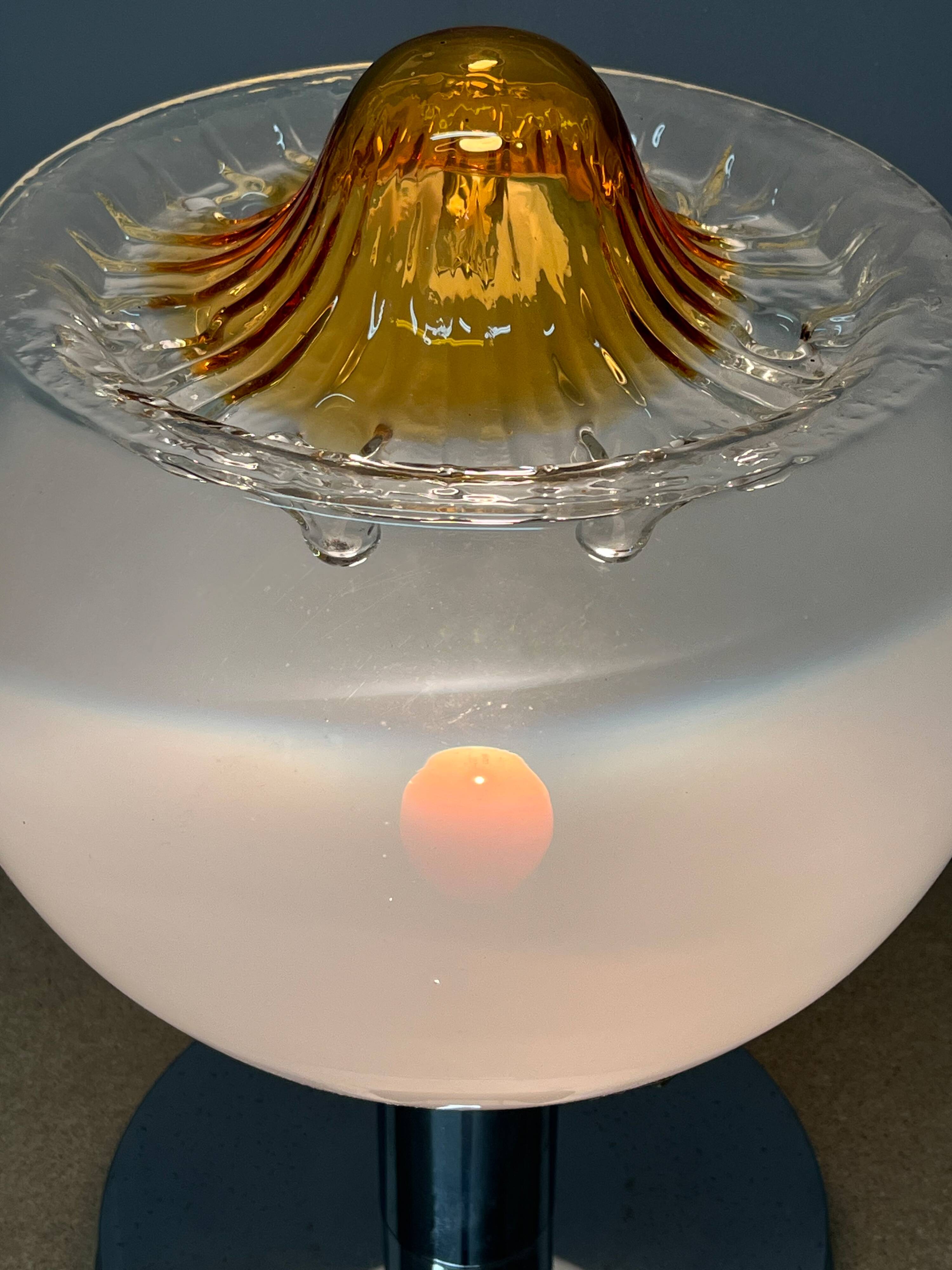 Table Lamp Mazzega, Toni Zuccheri opal glass