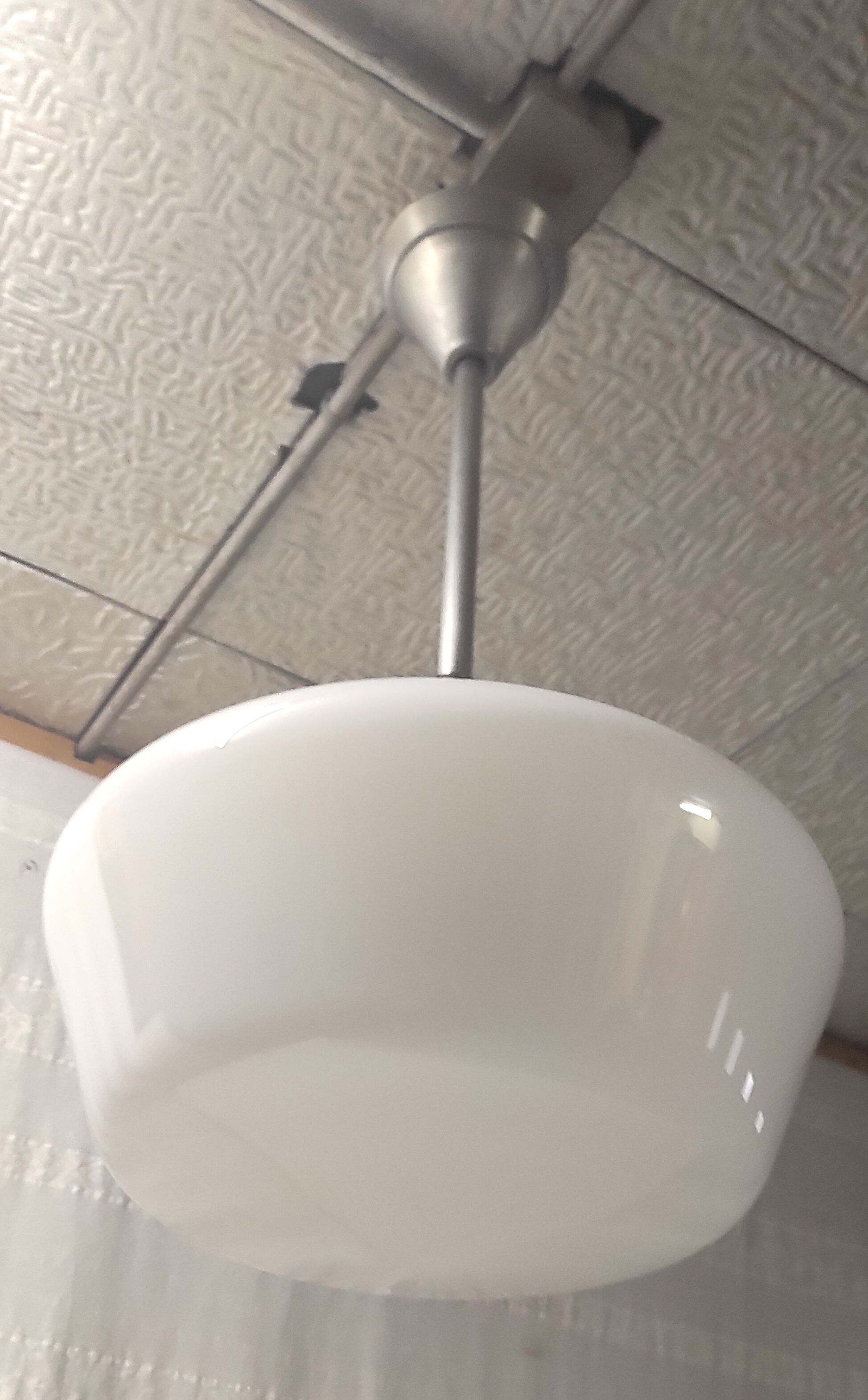 Industrial pendant lamp opaline Art Deco style – 50s/60s