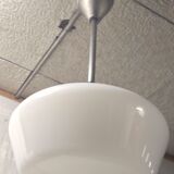 Industrial pendant lamp opaline Art Deco style – 50s/60s