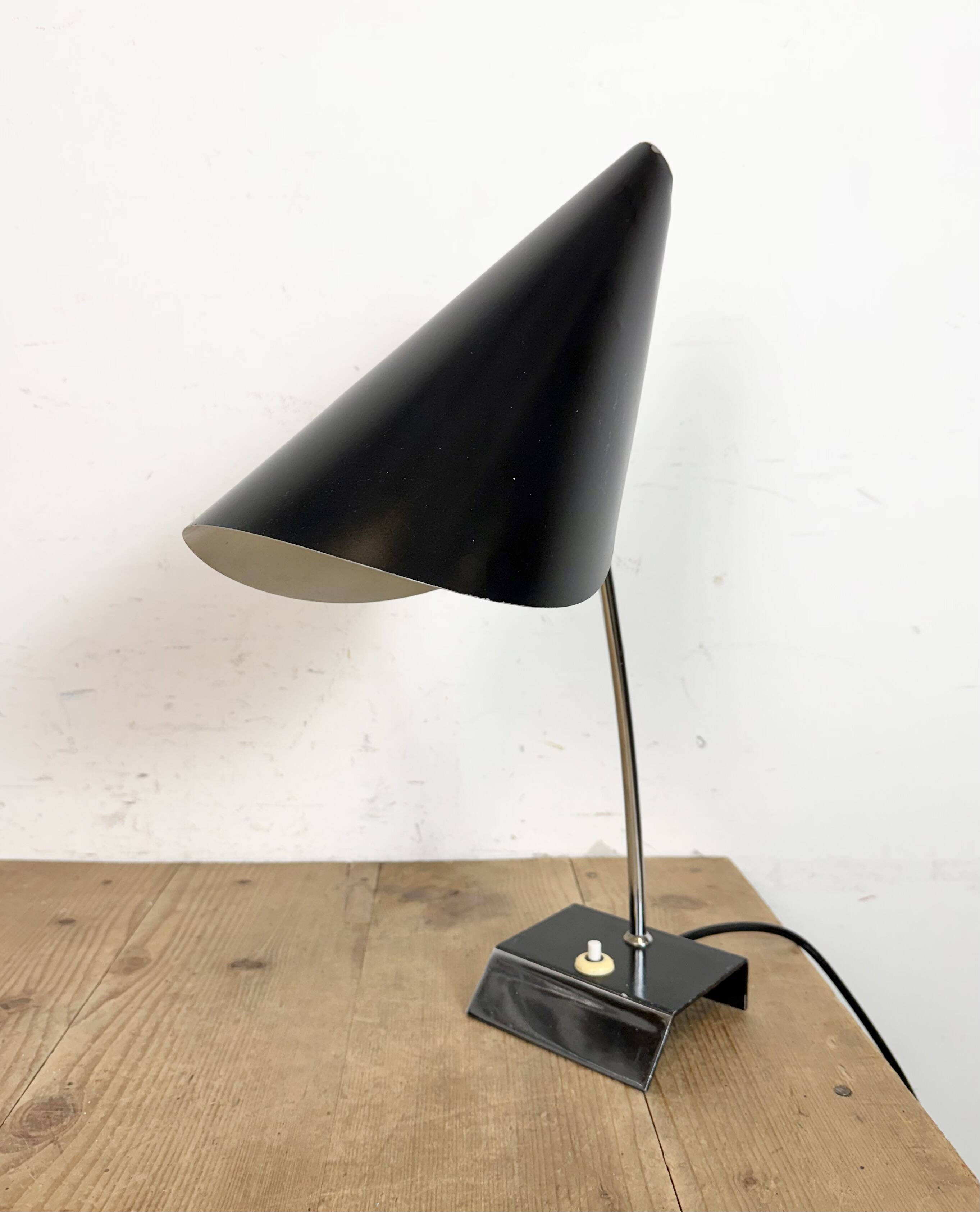 Vintage Black Table Lamp by Josef Hůrka for Napako, 1960s
