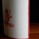 Wall lamp childish red embroidery 80s