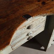 Table industrielle vintage en sapin et orme, Italie XXe siècle