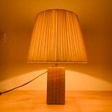 Brutalist lamp pink stoneware and wool lampshade