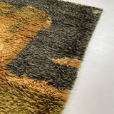 Tapis abstrait scandinave multicolore à poils hauts rya, suède, années 1960