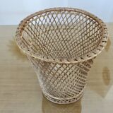 Rattan wastebasket, office, 1960 1970