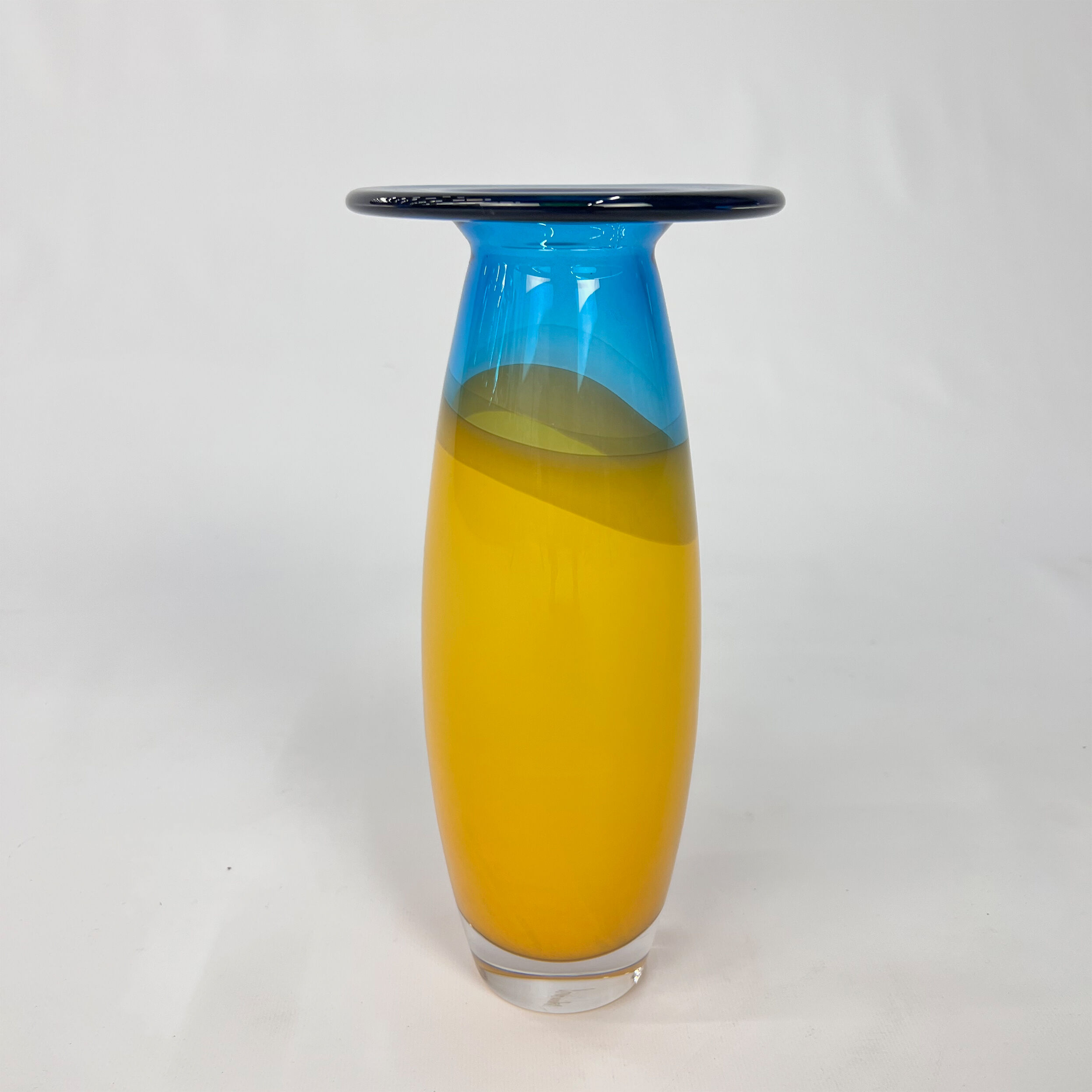 Blue and Yellow Vase by Siem van de Marel for Leerdam, 1980s