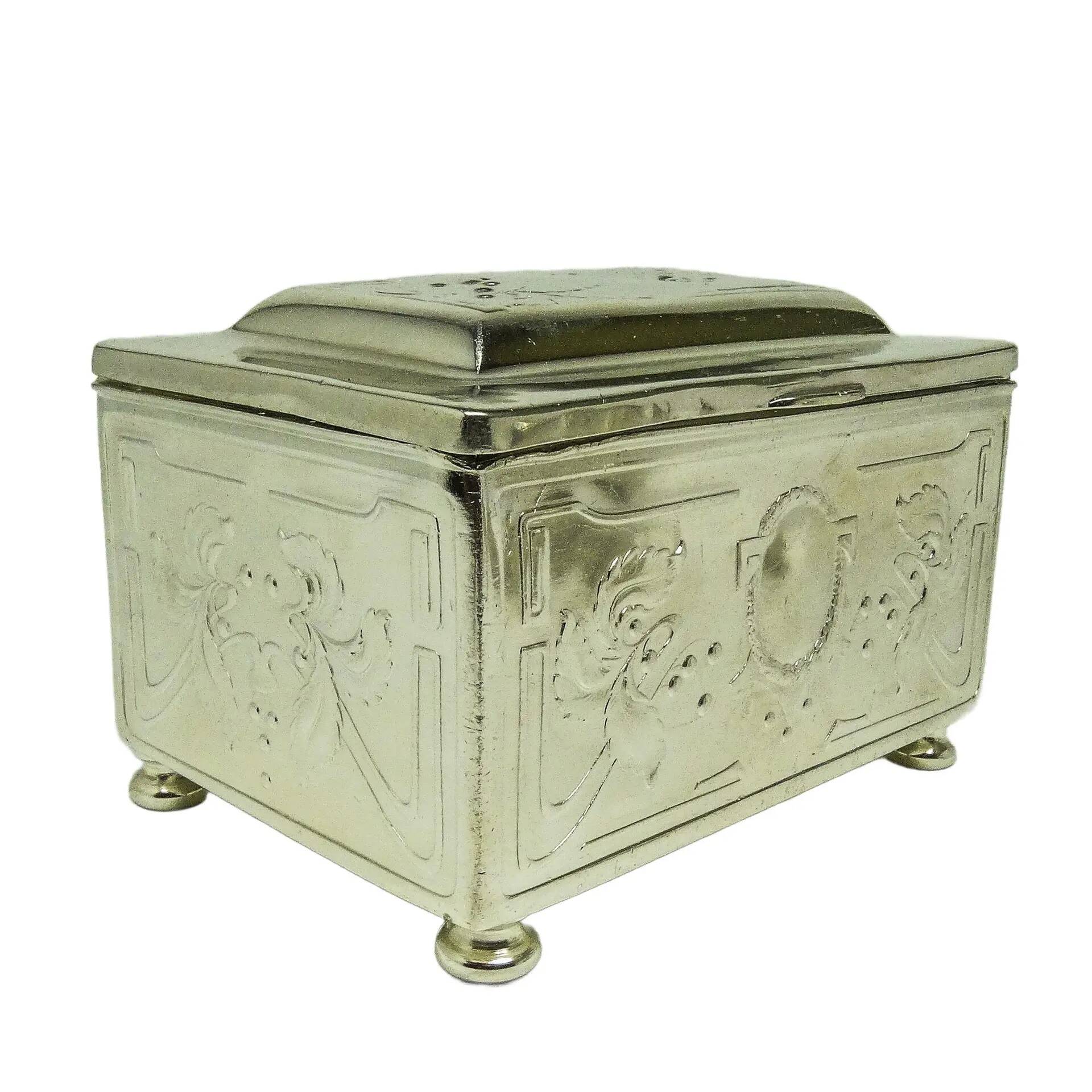 Sugar bowl, Art Nouveau, silver-plated brass, Poland, early 20th century