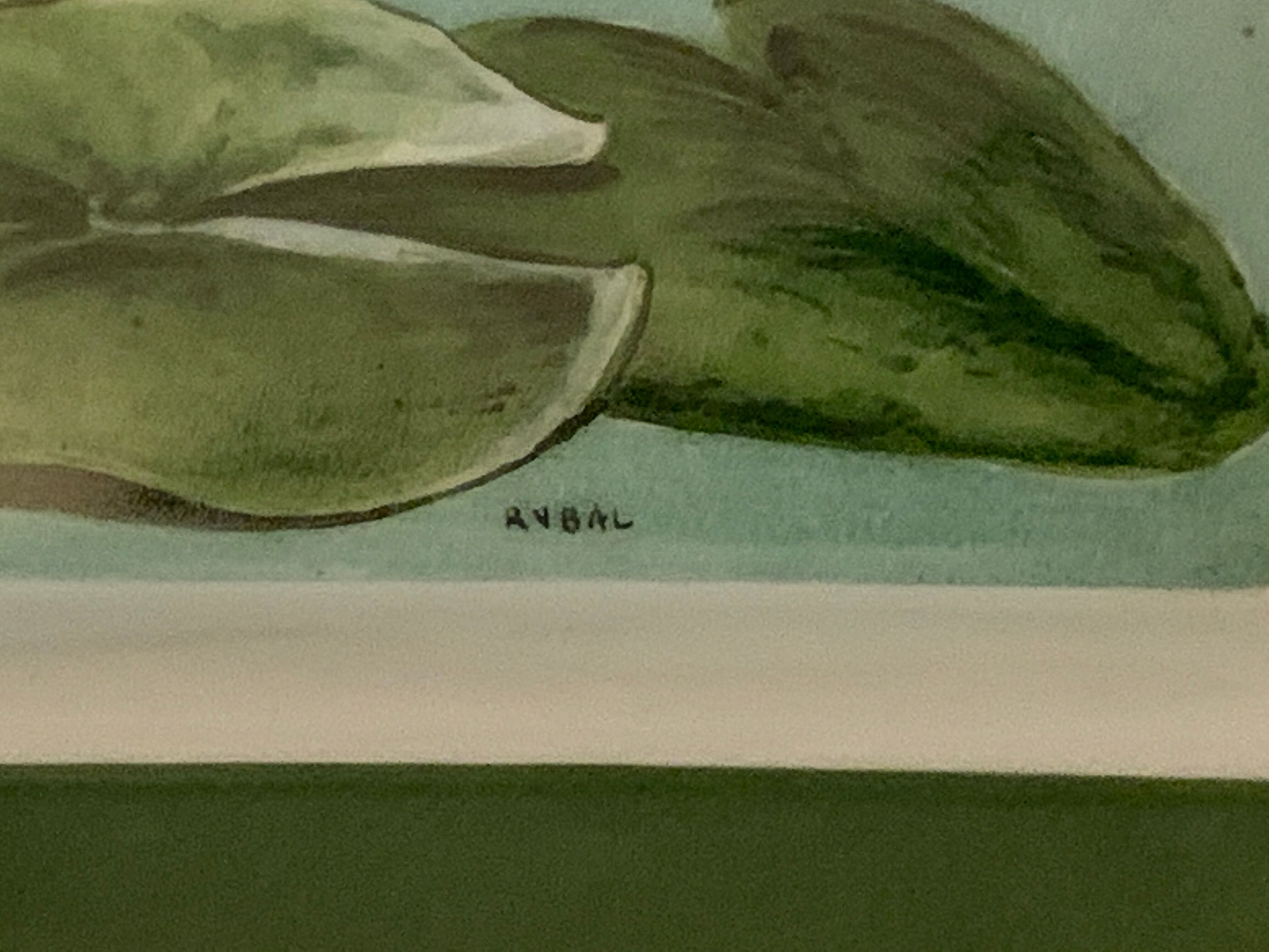 Hermès ashtray signed Rybal in fine Limoges porcelain decorated with mandarin ducks
