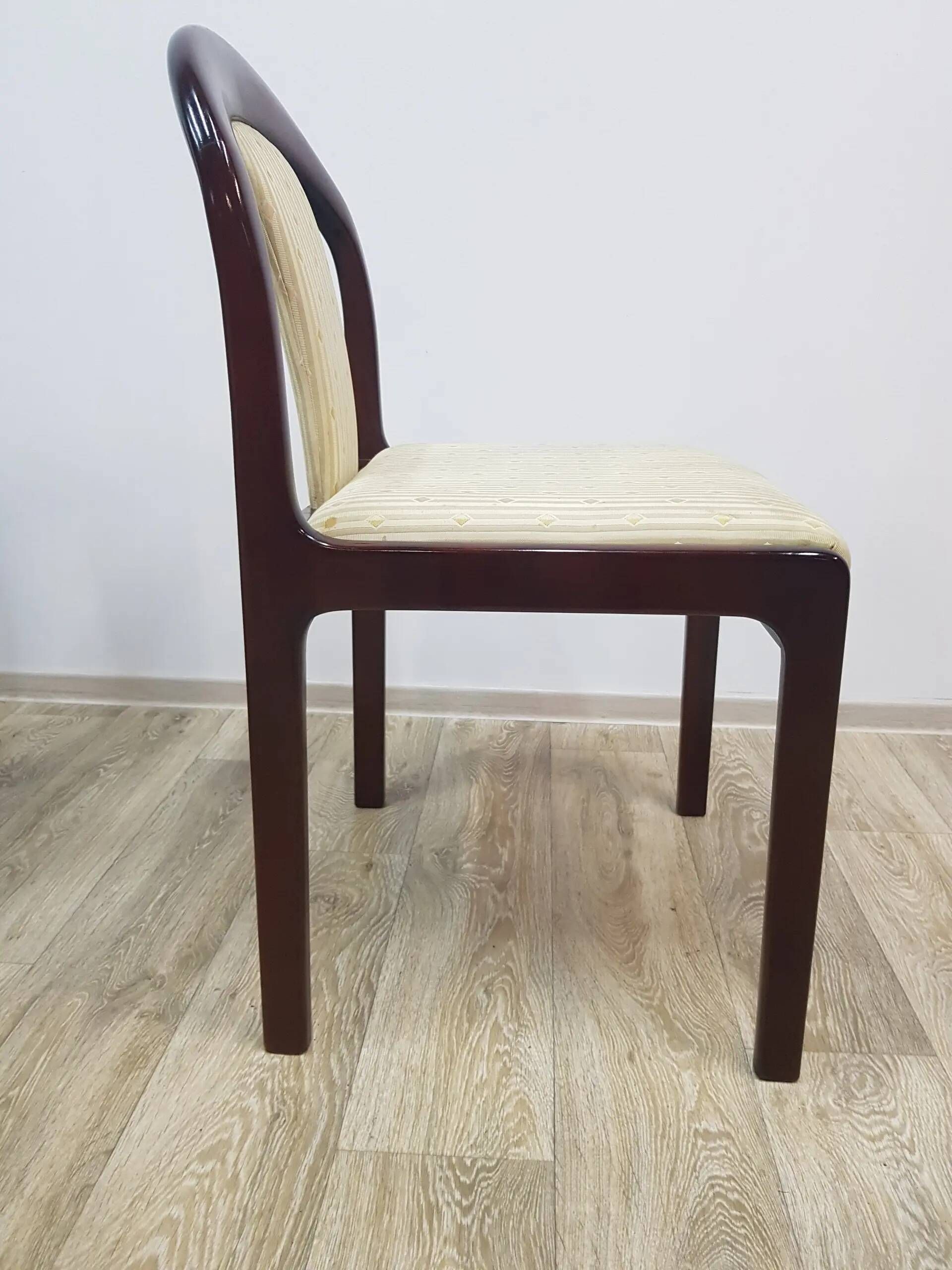 Dining set, brown mahogany, beige fabric, Lübke, Germany, 1960s.