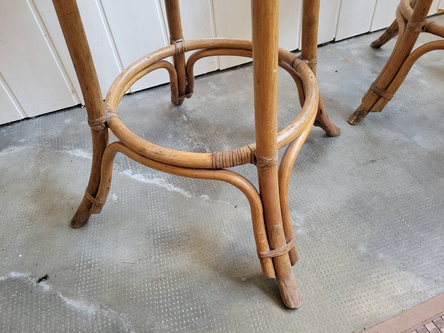 Paire de tabouret de bar en bambou 70's