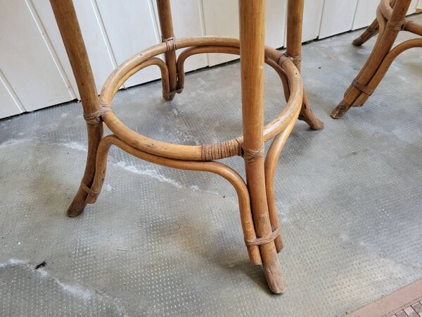 Paire de tabouret de bar en bambou 70's