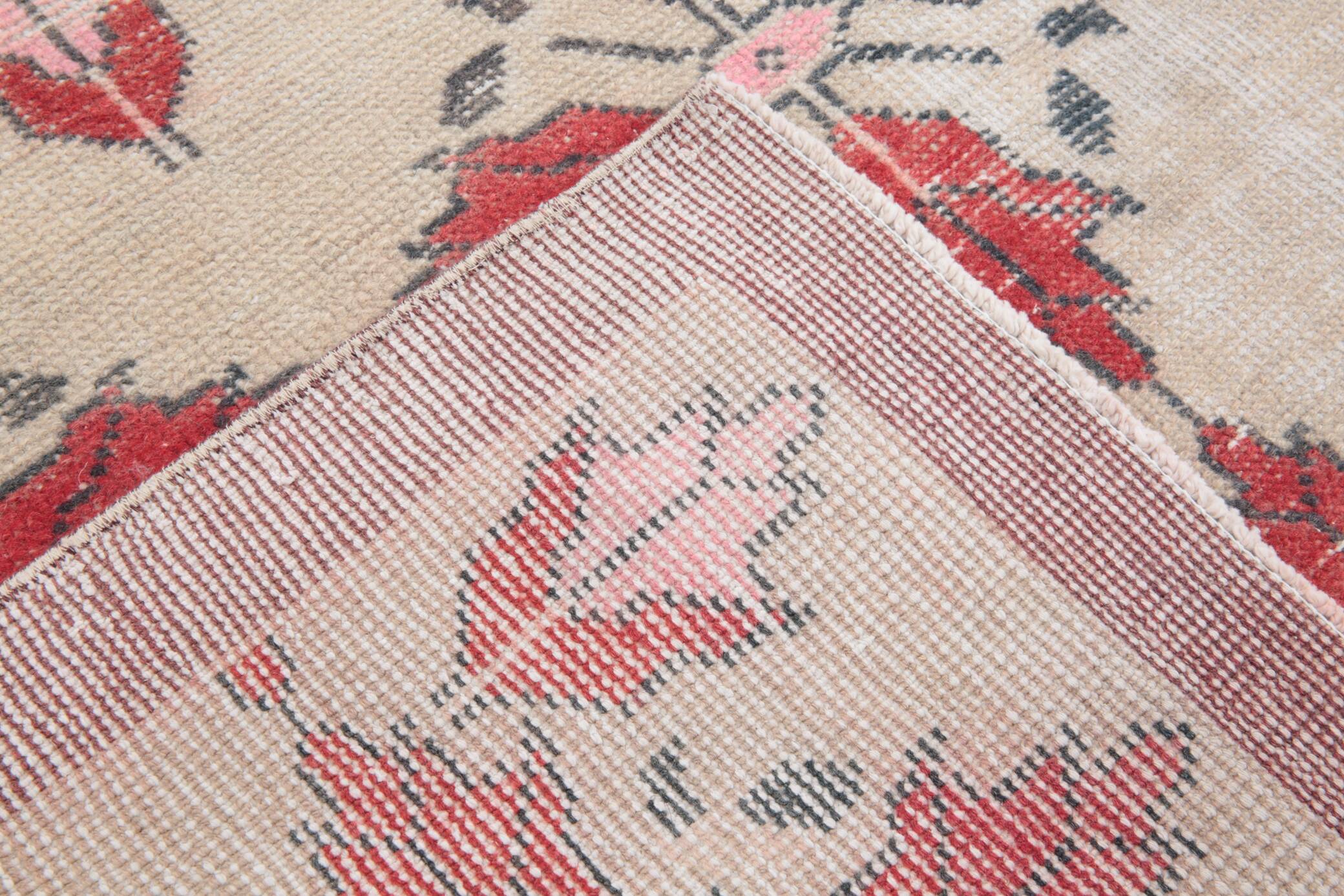 4x8 Star Pattern Burgundy Turkish Vintage Rug, 140x237Cm