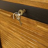 Black and wood curtain filing cabinet