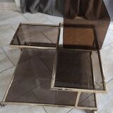 Table basse laiton verre fumé
