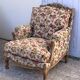 Antique Louis XV style shepherdess armchair in floral flocked fabric