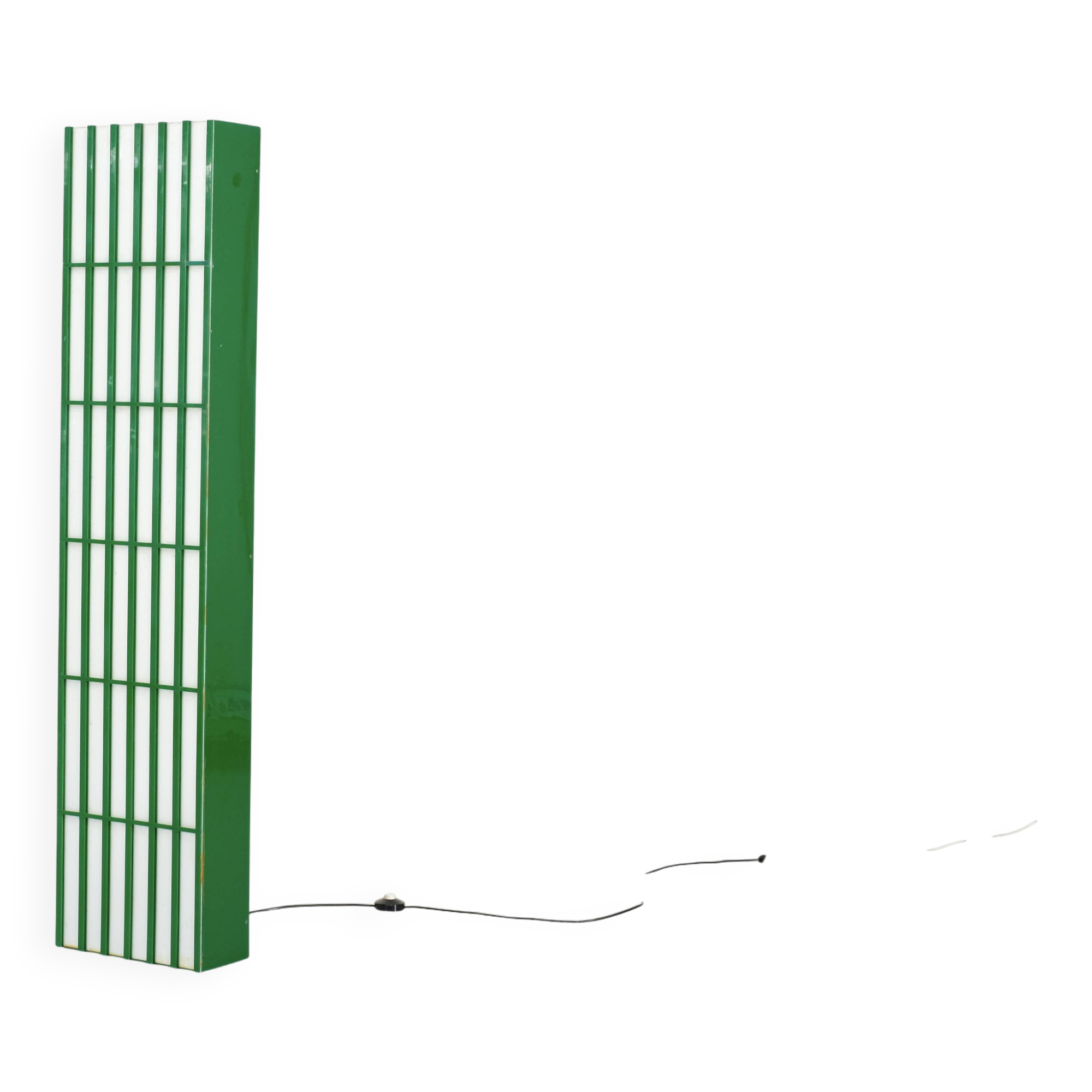 Rectangular floor lamp in green and white plexiglass, Italy - 1970s