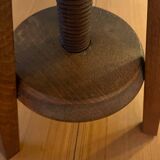 Tabouret tripode en bois année 1970 pivotable et réglable