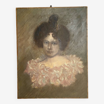 Huile sur toile « portrait femme Belle Époque »