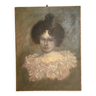 Huile sur toile « portrait femme Belle Époque »