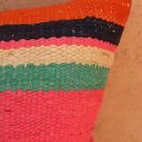 Multicolored striped wool cushion