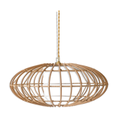 Vintage pendant lamp with oval rattan lampshade