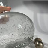 vintage cracked glass carafe with metal stopper