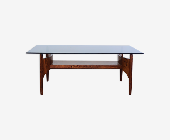 Danish coffee table teak smoked glass