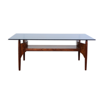 Danish coffee table teak smoked glass