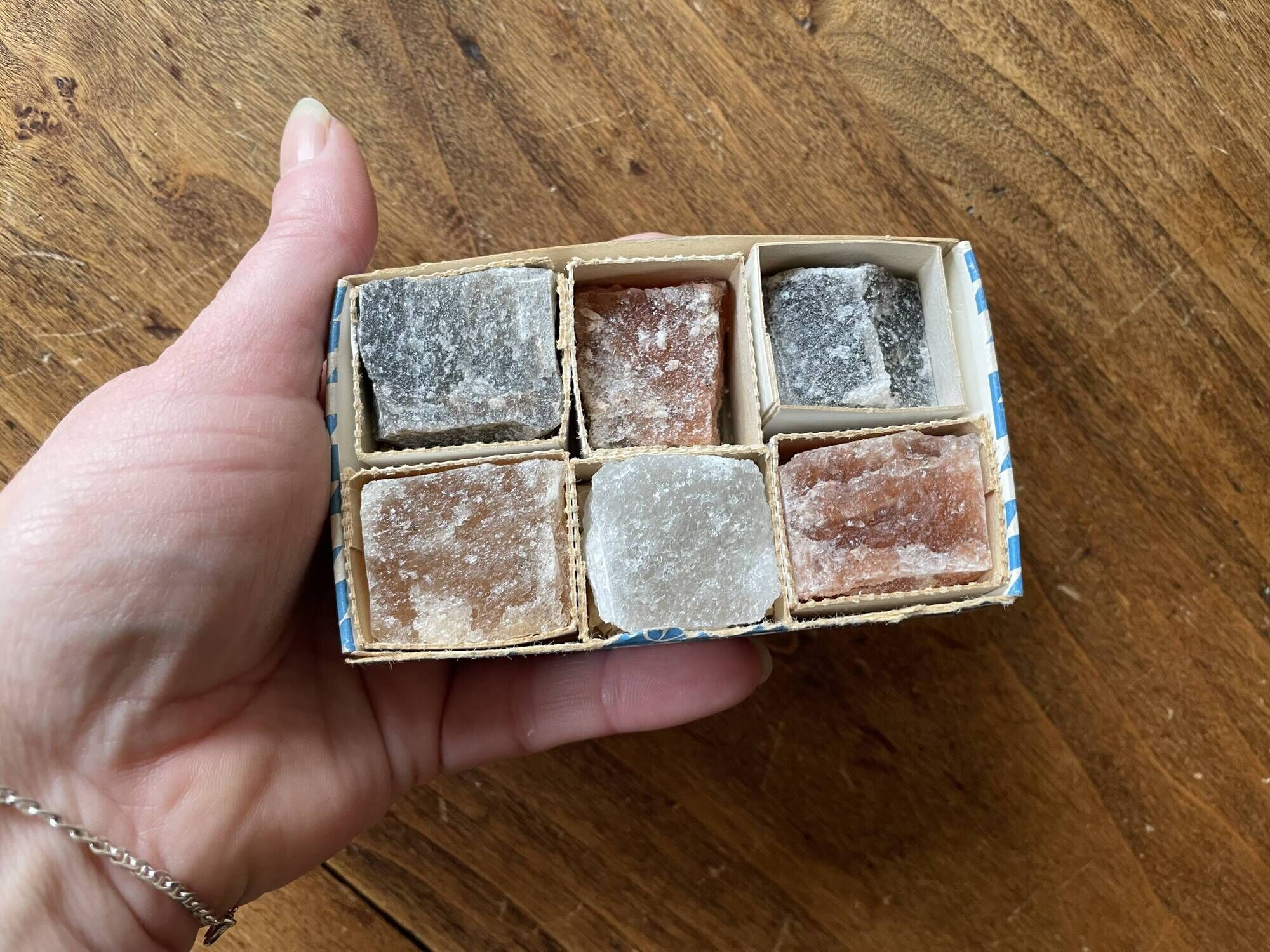 Salt crystal samples ~ souvenir from the Salzbergwerk salt mine Berchtesgaden Germany