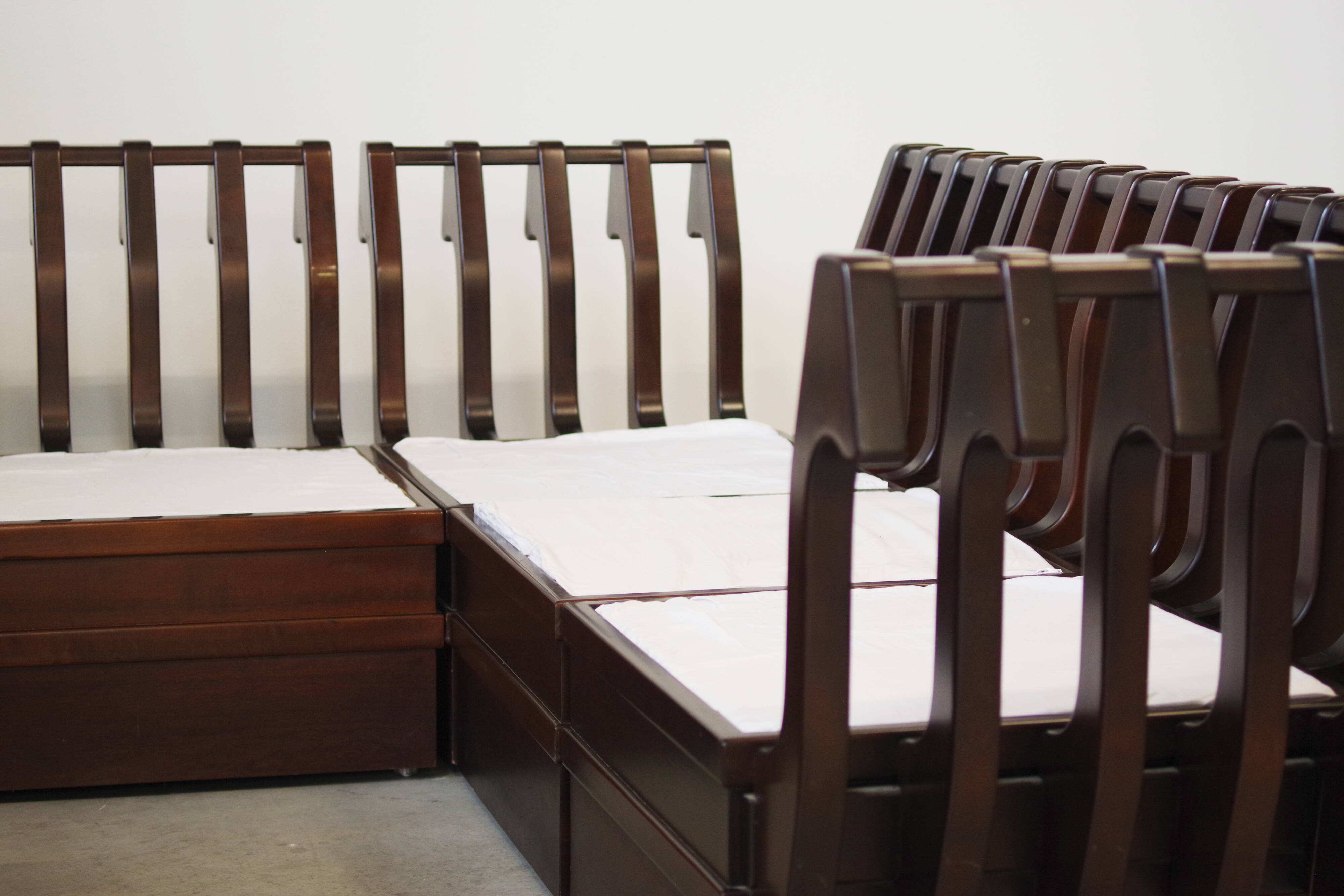 1970s Modular Beechwood Sofa by Frigerio – Original Fabric Upholstery, Set of 6