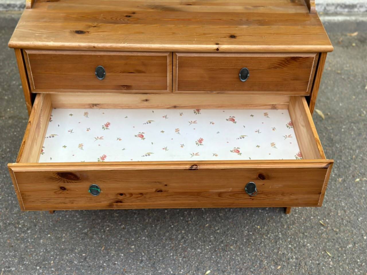 Commode scandinave en bois massif avec 4 tiroirs années 90