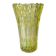 Large Czech vase in pressed glass, tinted yellow with geometric shapes.