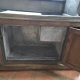 Oak tavern counter with pewter top and tubs